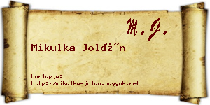 Mikulka Jolán névjegykártya