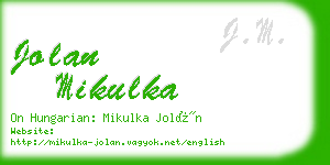 jolan mikulka business card